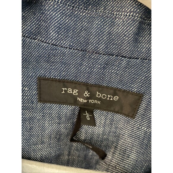 Rag & Bone Jessie Linen Blend Blue Chambray Shirt Jacket Button, Denim Look Sz L - Picture 5 of 7